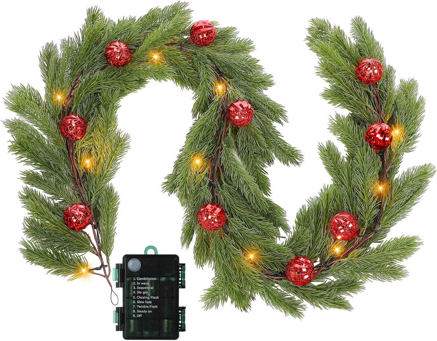 Ceenna 6.2FT Pre Lit Christmas Cedar Garland with Lights Artificial