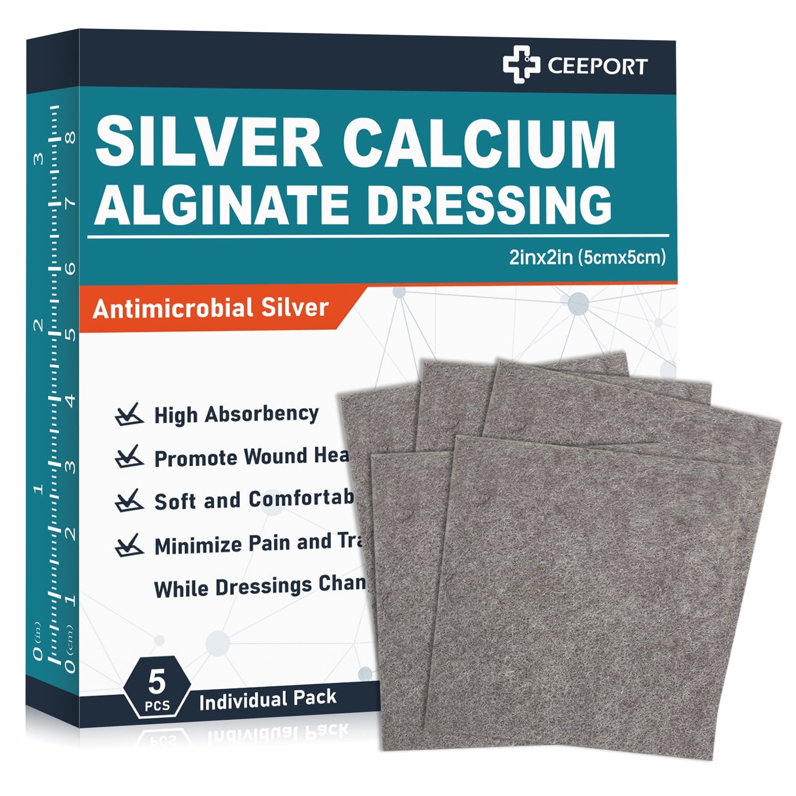 MedVance Silver Calcium Alginate Dressing – Sterile, Highly Absorbent Wound Care, 0.8x12 Inch (5 Per Box)
