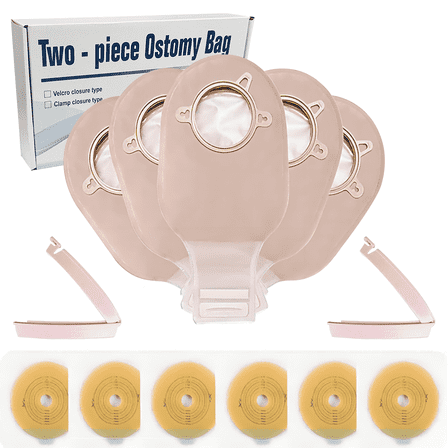 Ceeport 21 PCS Colostomy Bags Ostomy Supplies Clamp Drainable Pouches for Colostomy Ileostomy Stoma Care with Measure Card,Cut-to-Fit(15pcs Bags 6pcs Barriers)