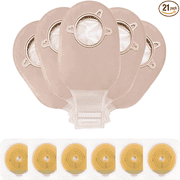 Ceeport 21 PCS Ostomy Supplies Colostomy Bags Two Piece Drainable Pouches with Closure 12", Ileostomy Stoma Care,Cut-to-Fit(15pcs Bags+6pcs Barrier)