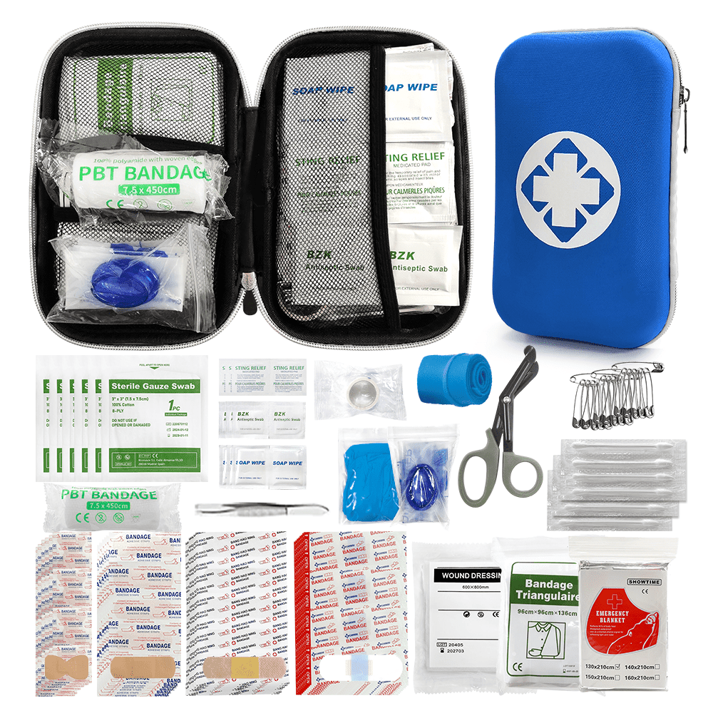 Ceeport 215Pcs First Aid Kit, Trauma Kit with Essential Emergency Medical Supplies, Suitable for Travel Home Office Vehicle Outdoor Camping Hiking(Blue)