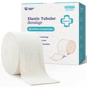 Ceeport Elasticated Tubular Support Bandage, Stockinette Tubing for Legs, Arms, Knees, Thighs, Reusable Compression Bandage Roll for Tissue Support, 4 x 11 yd Size F