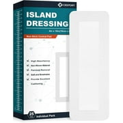 Ceeport Island Dressing Bordered Gauze 4x10, 25 Individually Packed Non-Stick Pad with Adhesive Border,Soft & Highly Absorbent Medical Grade Dressing Gauze Pad for Wound Care and First Aid