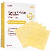 Ceeport Manuka Honey Calcium Alginate Wound Dressing, 2"x 2" High Absorbency Medical Grade Manuka Honey Wound Care Bandages Patches for WoundsPack of 5