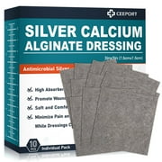 Ceeport Silver Calcium Alginate Wound Dressing Pads 3 x 3 Pack of 10, Soft Highly Absorbent Silver Wound Dressing, Non-Adhesive Dressing for Wound Care, Painless Removal Gauze Pads for Wounds