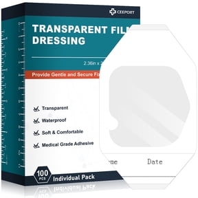 Ceeport Transparent Film Dressing 2.36" x 2.75", 100 Packs Waterproof Wound Bandage Adhesive Patches, Wound Cover Patches for Post Surgical Shower, IV Shield, Tattoo Aftercare Bandage