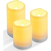 Ceestyle Outdoor Solar Powered Candles - 3.25" x 3"4"5" Waterproof LED Flameless Pillar Candle Set,Rechargeable Solar Battery Included,White Resin,Waterproof for Patio Decor -3 Pack