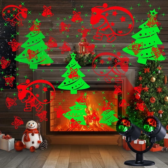 Ceevoo Christmas Projector Lights Outdoor, Double Head Dynamic Projector Christmas Lights with Timer, Waterproof Holiday Decorative Lighting for Yard Home Wall Window Indoor Christmas Decorations
