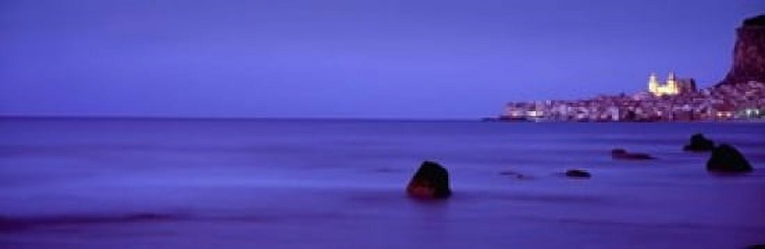 Cefalu At Dusk Sicily Italy Canvas Art - Panoramic Images (18 x 6)