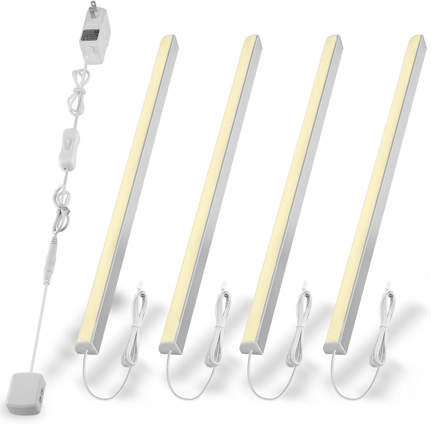 Cefrank V-Shape LED Cabinet Lights – 4 Pack 12-Inch Warm White 3000K Under Cabinet Lighting Kit, 1200 Lumens, Easy Install