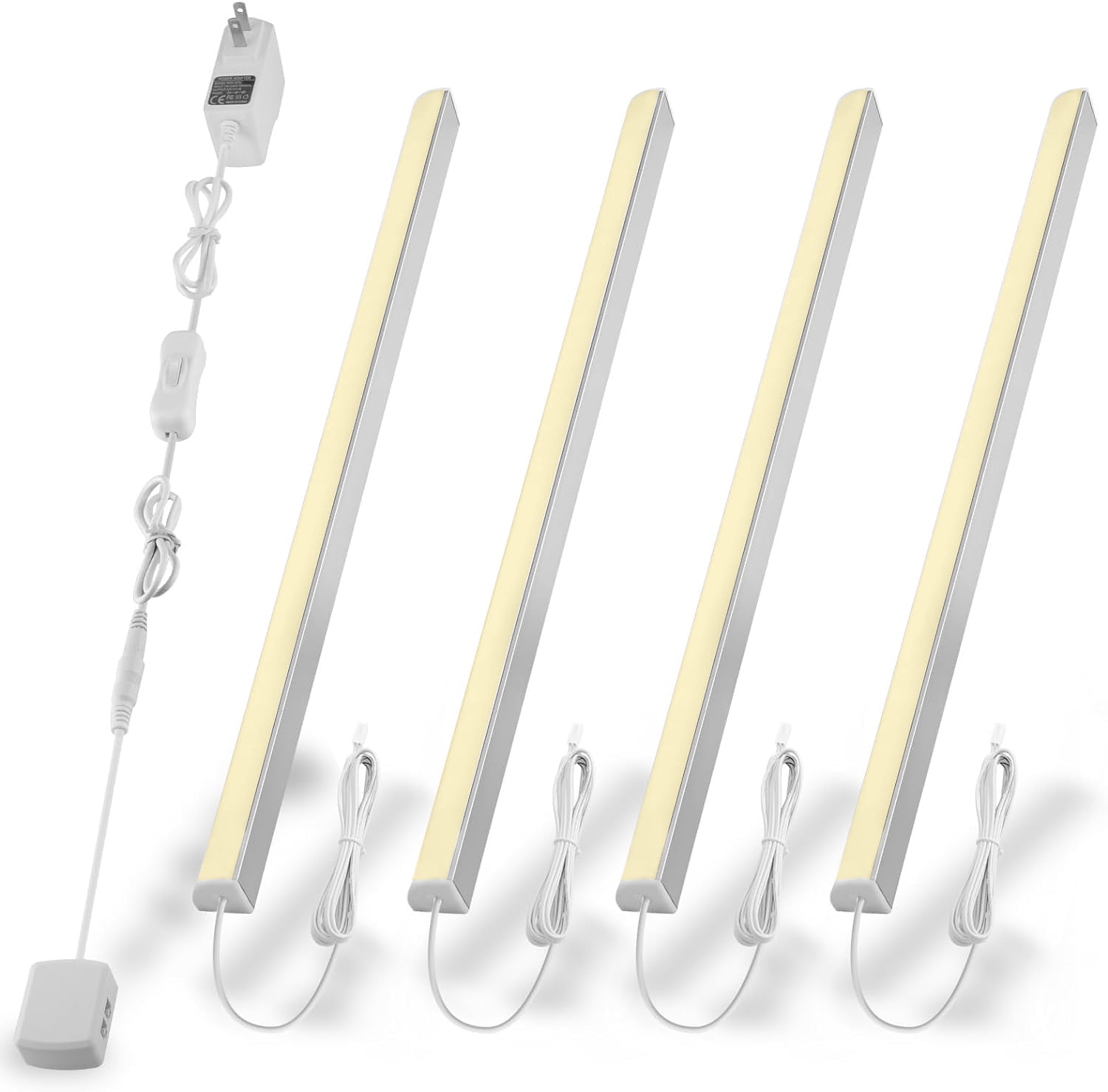 Cefrank V-Shape LED Cabinet Lights 4 Pack 12-Inch Warm White 3000K Under Cabinet Lighting Kit, 1200 Lumens, Easy Install h9163ww, image size:1500x1478