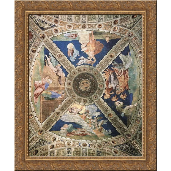 Ceiling 20x20 Gold Ornate Wood Framed Canvas Art by Raphael