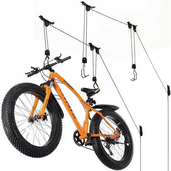 Ceiling Bike Mount Hanger, Lift Hoist, Pulley System for Garage, Indoor Bicycle Hooks, 2 pack