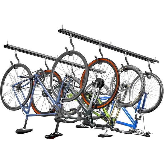 Ceiling Bike Storage Racks for Garage, Indoor Bike Storage Hanger with Adjustable Bike Hooks for 4 to 8 Bikes