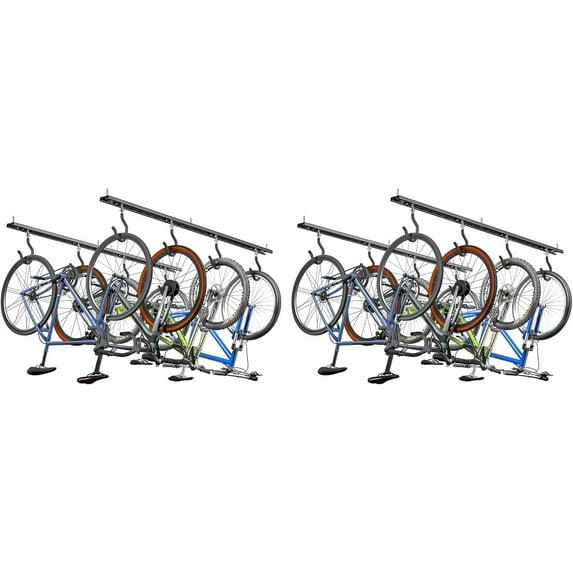 Ceiling Bike Storage Racks for Garage, Indoor Bike Storage Hanger with Adjustable Bike Hooks for 8 to 16 Bikes