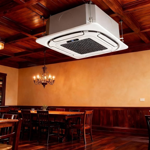 Ceiling Cassette Mini Split Air Conditioner 18000 BTU, Ductless Heat Pump with 360° 8-Way Airflow, R454B Energy Efficient AC, 230V with 25ft Installation Kit & Remote