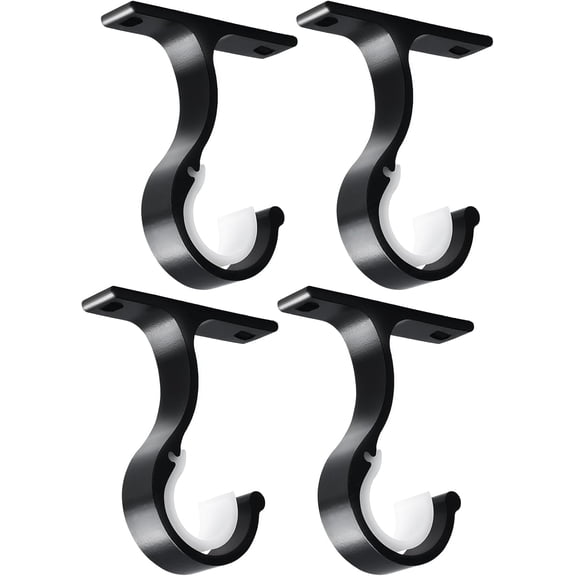 Ceiling Curtain Rod Bracket, 1 Inch Heavy Duty Curtain Rod Holders Brackets, 4 Pack Black Ceiling Hooks Hangers for Drapery Closet Pole