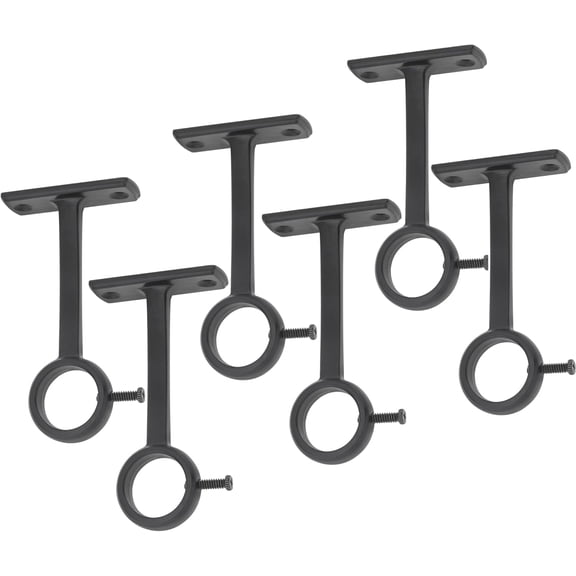 Ceiling Curtain Rod Brackets, 6Pcs Black Holder for 1 Inch Pole | Aluminum,Heavy Duty and Wall Mounted Hook Hangers, Adjusting Screw to Hold in Place