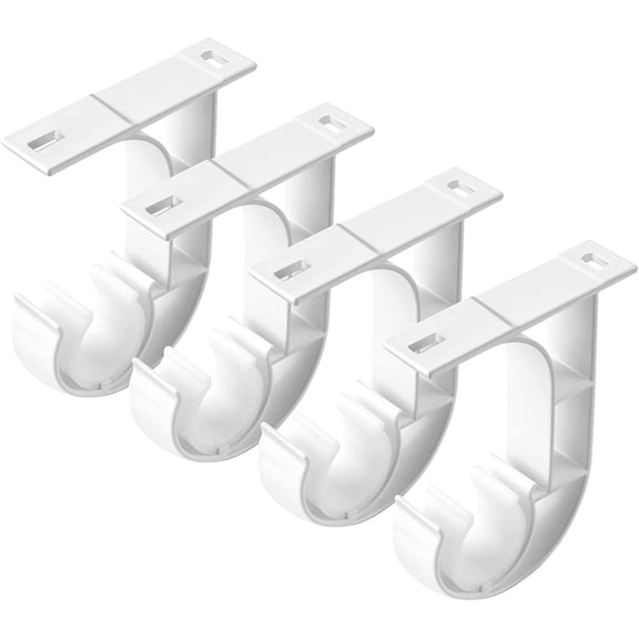 Ceiling Curtain Rod Brackets, Ceiling Mount Holder for 1 Inch Diameter Rod, Ceiling Curtain Bracket Hooks Support Hanger, White 4 Pack