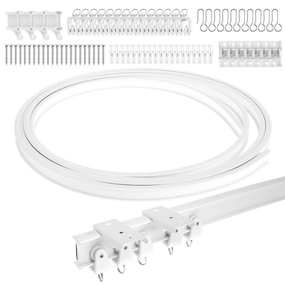 Ceiling Curtain Track 13Ft Flexible Curved Curtain Track Ceiling Mount Bendable Sliding Curtain Rails System Divider Curtain Track System for Curtain Shower Room Divider Curtains