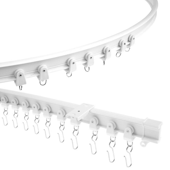 Ceiling Curtain Track 13Ft Flexible Curved Curtain Track Ceiling Mount Bendable Sliding Curtain Rails System Divider Curtain Track System for Curtain Shower Room Divider Curtains