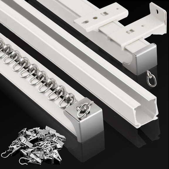 Ceiling Curtain Track, (3Ft-9Ft) Aluminum Curtain Track Wall Mount Heavy Duty Curtain Rail System, Room Divider, Sliding Drop Ceiling Track for Curtains, Rv