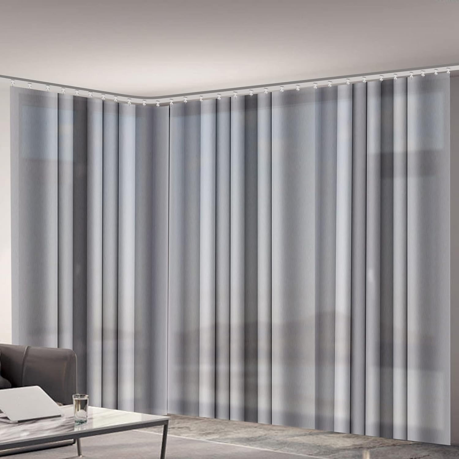 Ceiling Curtain Track, 9-12 ft Aluminum Bendable Curtain Rail System ...