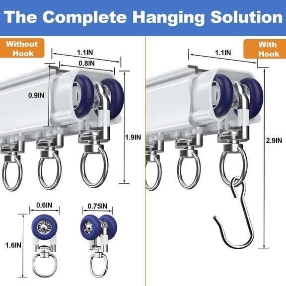 Ceiling Curtain Track, Heavy-Duty Curtain Tracks Ceiling Wall Mount for Curtains Ceiling Mounted Curtains Rod Track System with Roller Hooks Sliding Curtains Tracks Rails Set, White (12FT-15FT)