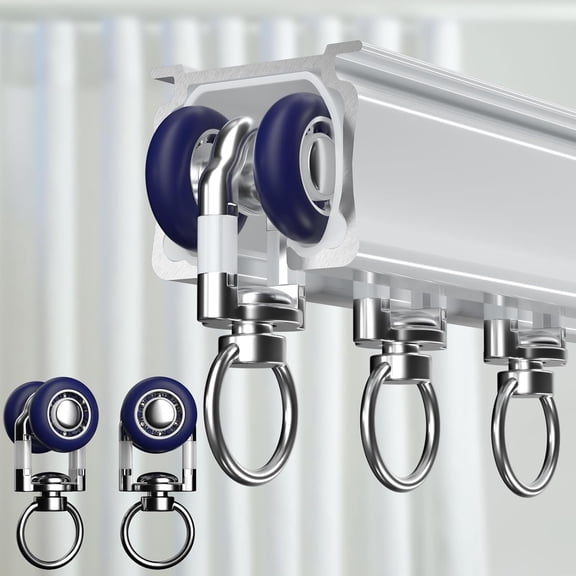 Ceiling Curtain Track, Heavy-Duty Curtain Tracks Ceiling Wall Mount for Curtains Ceiling Mounted Curtains Rod Track System with Roller Hooks Sliding Curtains Tracks Rails Set, White (1-3FT)