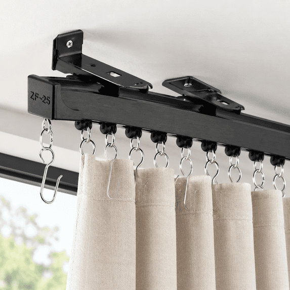 Ceiling Curtain Track Or Wall Black 18ft System Rail Room Divider Set ...