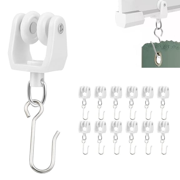 Ceiling Curtain Track Roller Hook Set, Wear-Resistant Pulley and Hooks for Smooth Sliding Curtains, Complete Installation Kit for Bedroom, Living Room, Office, and Home Window Decor