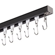 Ceiling Curtain Track Room Divider Curtain Rods Set with Hooks,3FT-18FT Adjustable Length Curtain Track,Black