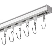Ceiling Curtain Track Room Divider Curtain Rods Set with Hooks,3FT-6FT Adjustable Length Curtain Track,White