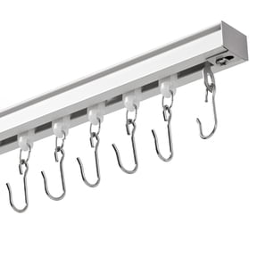 Ceiling Curtain Track Room Divider Curtain Rods Set with Hooks,3FT-6FT Adjustable Length Curtain Track,White