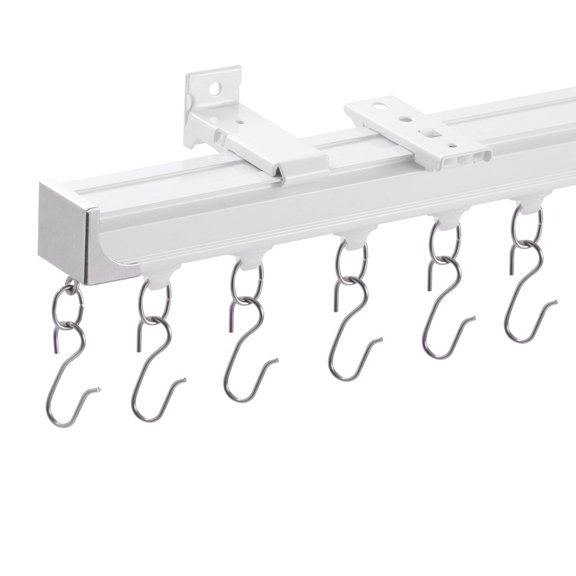 Ceiling Curtain Track Set 11.8 FT 3.6 Meter Sliding Room Divider Track System for Living Room Bedroom with Hooks Hardware White