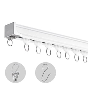 Ceiling Curtain Track Set, 2-Pack 35 Inch Tracks, Aluminum Alloy with Smooth Sliding Runners, Ceiling or Wall Mount, Compatible with Various Curtain Types