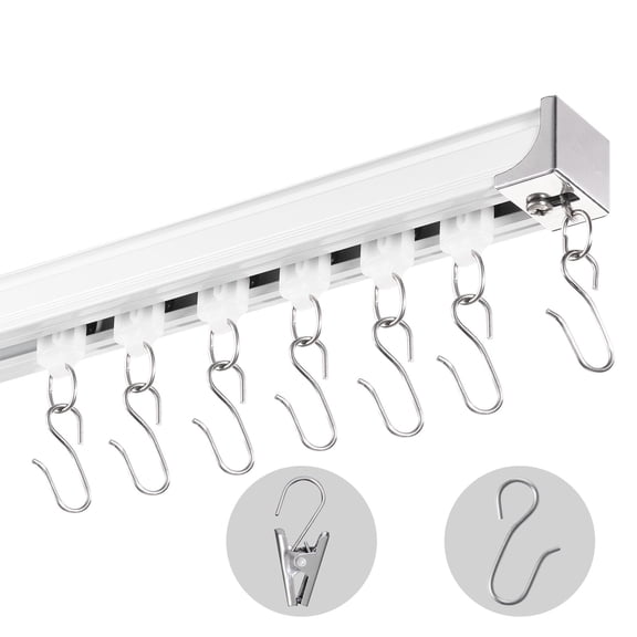 Ceiling Curtain Track Set, 3-Pack 35 Inch Tracks, Aluminum Alloy with Smooth Sliding Runners, Ceiling or Wall Mount, Compatible with Various Curtain Types