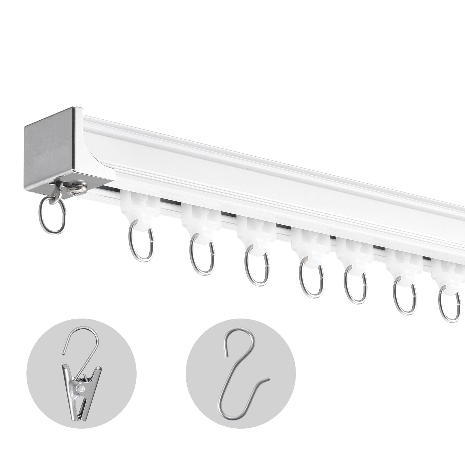 Ceiling Curtain Track Set 4-Pack 35 Inch Tracks Aluminum Alloy Smooth Sliding Ceiling or Wall Mount for Various Curtain Types