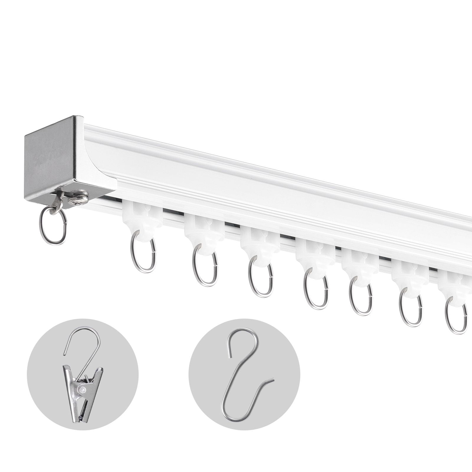 Ceiling Curtain Track Set 6-Pack 35 Inch Tracks Aluminum Alloy Smooth Sliding for Various Curtain Types