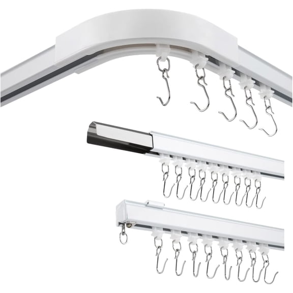 Ceiling Curtain Track Set Curtain Rail System Room Divider Ceiling Track Kit for Curtains Smooth Sliding Curtain Track for Shower (6-9ft)