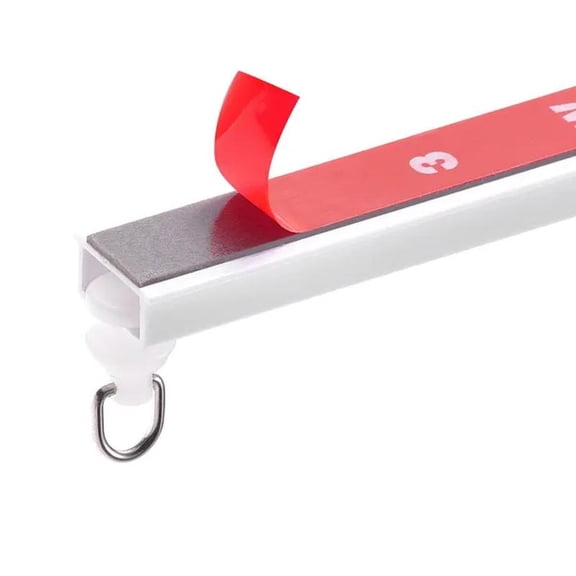 Ceiling Curtain Track Set, Self Adhesive, No Drill Ceiling Track System for Curtains, Room Divider Curtain Track Ceiling Mounted with Hooks and Hardware, White