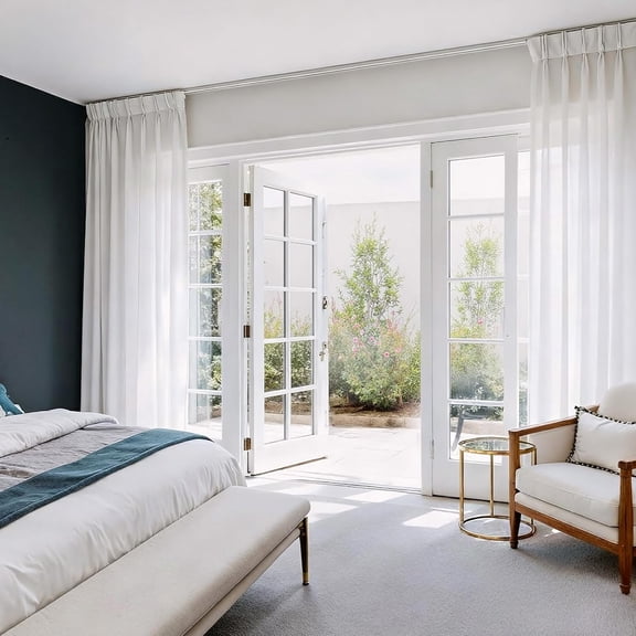 Ceiling Curtain Track System with Wall Mount, Silent Curtain Rail for Room Divider with Three Types of Hooks, 6ft - 9ft, White