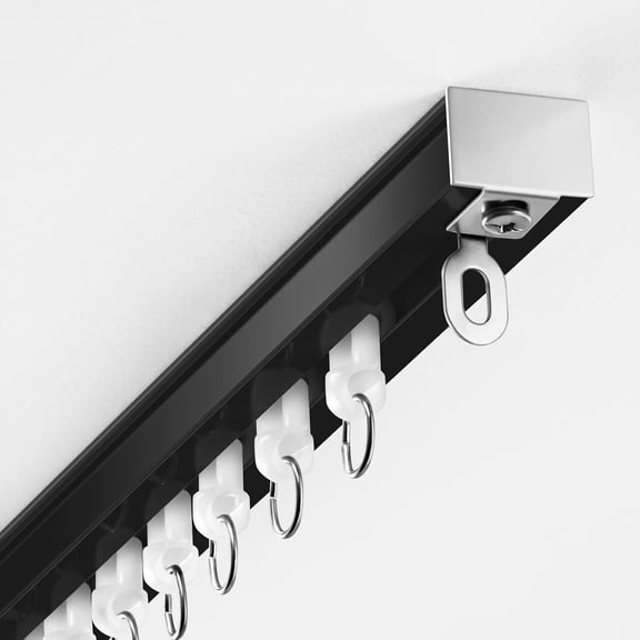 Ceiling Curtain Track, Wall Mount Curtain Tracks, Black, 9ft-12ft | Heavy Duty Rail, with Smooth Gliding Rollers Hooks, Room Divider, for Bedroom Living Room Office