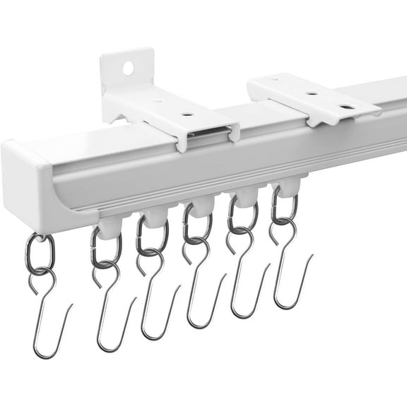 Ceiling Curtain Tracks 9FT,Curtain Track Wall Mount,Ceiling Mounted Sliding Door Curtains Rails Outdoor Extra Long Curtains Rod Room Divider Track for Living Bedroom with Hooks,White