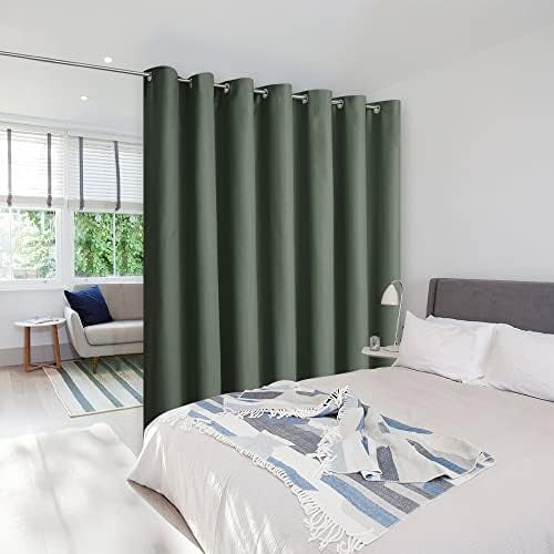 Ceiling Curtains, Room Divider Curtain Screen Partition, Vertical Blind for Sling Door, Blackout Window Curtain, Privacy Blind for Patio (Dark Mallard, Single Panel, 8.3ft Wide x 11ft Long)