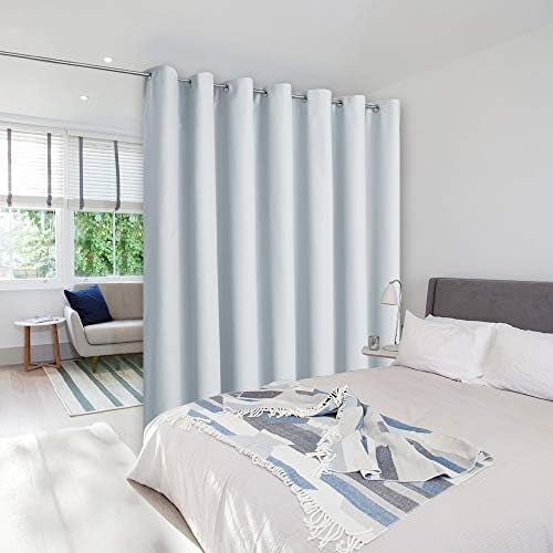 Ceiling Curtains, Room Divider Curtain Screen Partition, Vertical Blind for Sling Door, Blackout Window Curtain, Privacy Blind for Patio (Greyish White, Single Panel, 8.3ft Wide x 9ft Long)