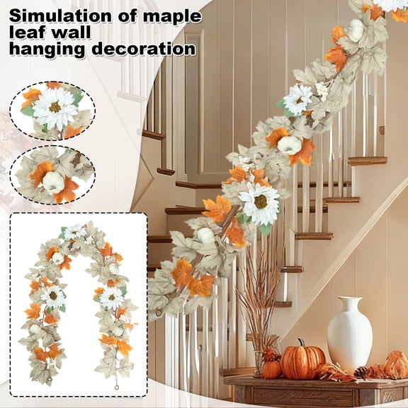 Ceiling Decorations, 69 Inch Artificial Maple Leaf Wall & Ceiling Decoration - Wall-Mounted & Ceiling-Hangable Simulated Foliage - Home Decor, Office Decor, Seasonal Display,