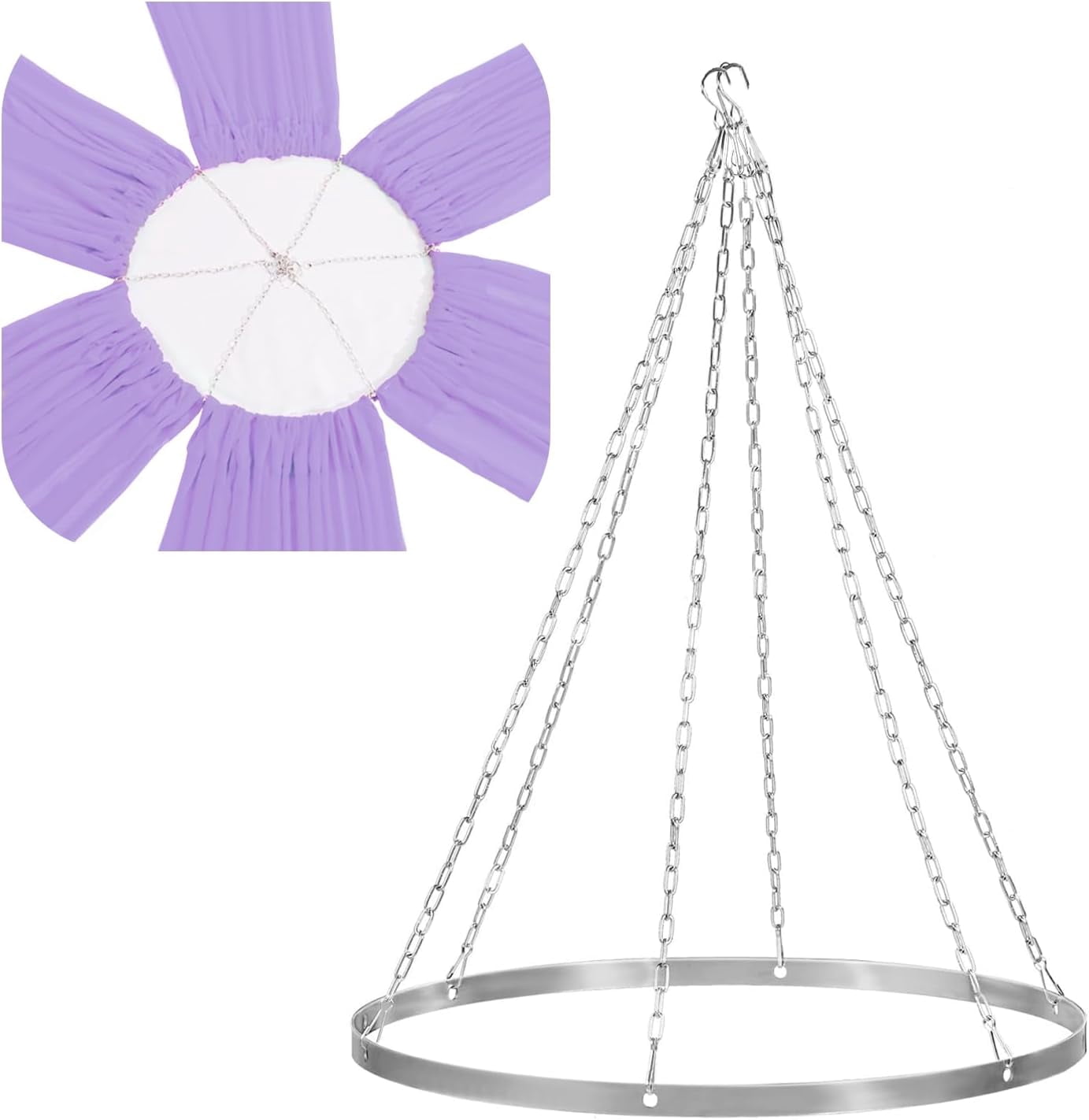Ceiling Drapes Hanging Kit 24 Inches Silver Metallic Wedding Ceiling ...