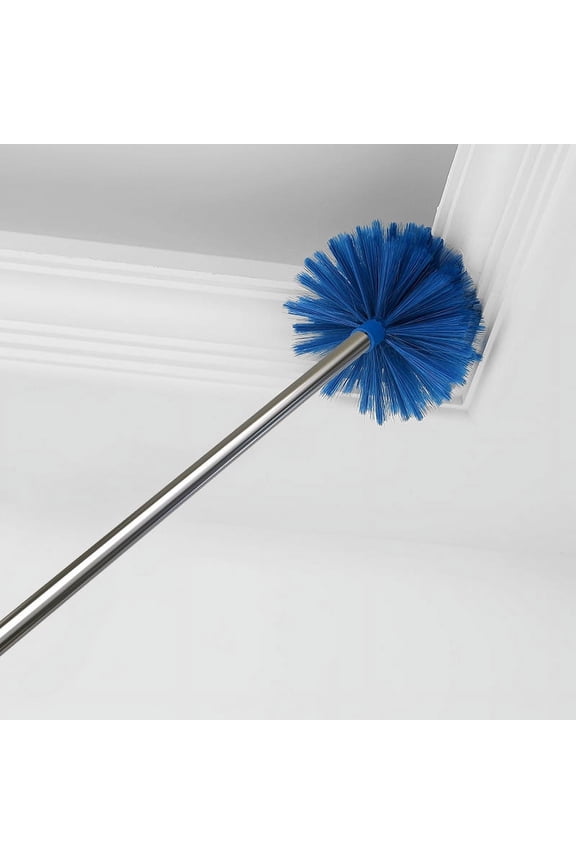 Ceiling Duster Long Handle Cleaning Tool with Extension Pole for High Ceilings Cobweb Dusting,Blue,3 poles + 1 duster head