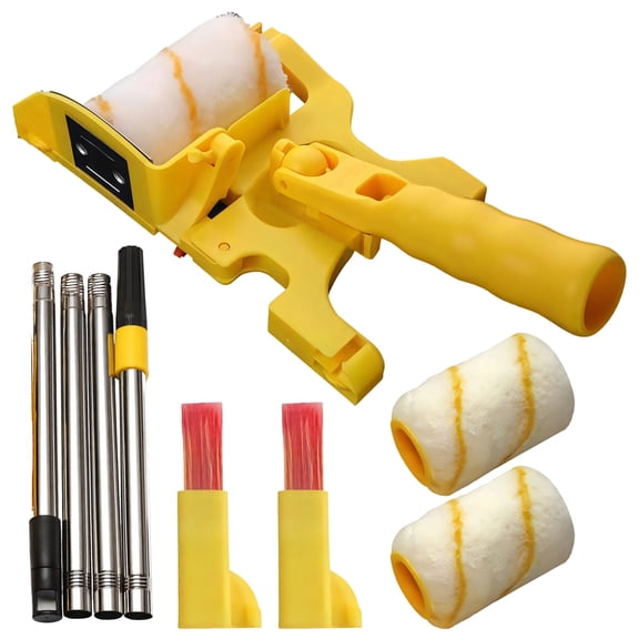 Ceiling Edger Paint Roller Set, Multi-Functional Wall Painting Tool with Handle Extension Pole, 2 Refills, Storage Tray, Great for Home Wall Ceiling Trim Painting